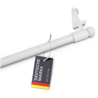 BestLivings Klemmstange 60-80 cm, ausdrehbar ( Ø8/10mm ) Montage ohne Schrauben, Bohren, Kleben - Gardinenstange in Weiß zum klemmen ( Globe ) - Weiß