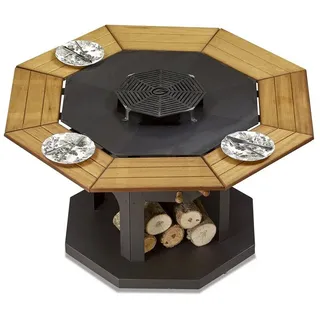 JV moebel Schwarzer Holz-Grilltisch im eleganten Design für den Außenbereich / Schwarz