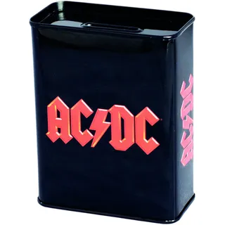 Klang und Kleid MTACDC01 Spardose mit ACDC Motiv, Metall, Schwarz, 9.0 x 4.5 x 11.5 cm