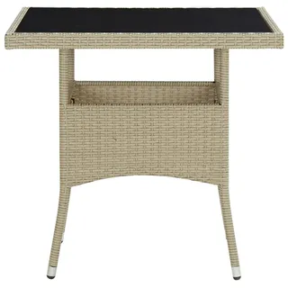 vidaXL Garten-Esstisch Beige Poly Rattan und Glas - Beige