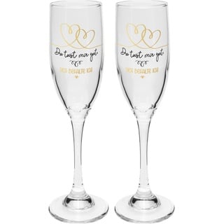 GRUSS & CO Sektglas Set Motiv "Tust" | Sektgläser mit Spruch, mehrfarbig bedruckt, Glas, 20 cl | Geschenk Paare, Hochzeit | 47880