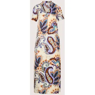 Midikleid MADELEINE "Maxikleid Druckkleid mit Paisley-Muster", Damen, Gr. 46, N-Gr, weiß (wollweiß, marone, multicolor), Obermaterial: 100% Viskose CV., Modern, figurumspielend, Kleider Midikleid, Aufwändiges Paisley-Dessin