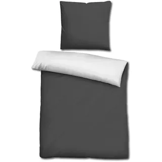 cloudcomfort Basic Wendebettwäsche Schwarz/Weiß 155 x 220 cm + 80 x 80 cm