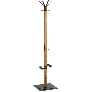 Haku-Möbel HAKU Möbel Kleiderständer 54325 eiche Holz 6 Haken 40,0 x 180,0 cm