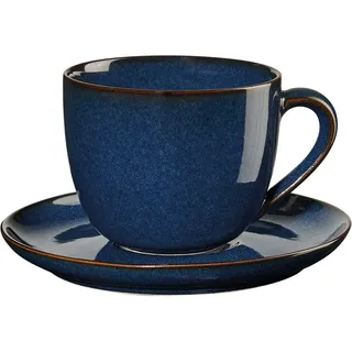 ASA Tasse und Untertasse, saisons Kollektion, Farbe: Blau-Grau, Steinzeug, 0,23L