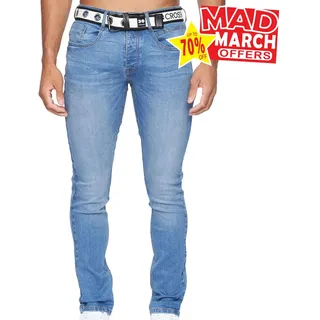 Crosshatch Barbeck Herren Klassisch Freizeit Slim Fit Jeans Helle Waschung