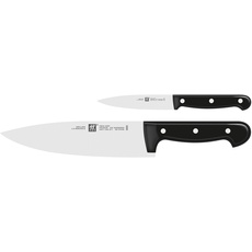 Bild Twin Chef Messer-Set, 2-teilig (Spick-Garniermesser 10 cm + Kochmesser 20 cm), Rostfreier Spezialstahl/Kunststoff-Griff im Nietendesign, Schwarz