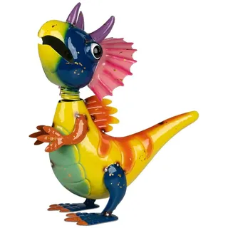 formano Metall-Figur Drache Wackel-Kopf 34 cm Gartenfigur Handbemalt Wackelfigur Bunt Lackiert Gartendeko Drachenfigur Outdoor Skulptur Terrasse Balkon