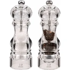 Peugeot DUO NANCY Salz+Pfeffer- Mühle Set Acryl klar 18 cm, Pfeffermühle + Salzmühle, Transparent