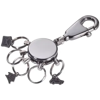Troika Schlüsselanhänger, rund, inkl. Karabinerhaken, 5 ausklinkbare Ringe, 3 davon mit Motiv-Anhänger (Haus, Brief, Auto) zur Schlüsselorganisation, Messing, glänzend, black chrome, KYR62/GM, 5 ringe