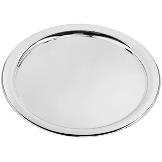 EDZARD Tablett Serviertablett Porto, rund, edel versilbert, anlaufgeschützt, Dekotablett, Kerzentablett, Durchmesser 32 cm