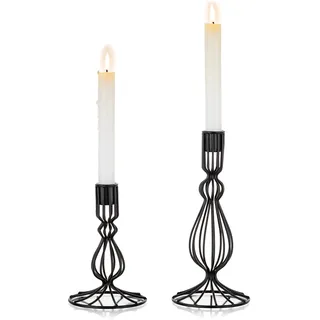 Sziqiqi Matt Schwarz Kerzenhalter Kerzenständer für Kegel Kerzen, Metall Kerzenhalter Set Kerzenleuchter Dekorative Tisch Mittelstück für Kaminsims Halloween Weihnachten Kerzenlicht Dinner Esstisch