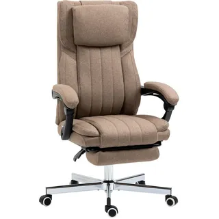 Vinsetto Bürostuhl mit Massagefunktion, Ergonomischer Schreibtischstuhl mit Liegefunktion , Braun , Kunststoff , 61x118x65 cm , Büromöbel, Bürostühle, Drehstühle