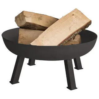 Perel Große Feuerschale mit 3 stabilen Beinen, runde Gusseisen-Feuerstelle Ø100 cm, Höhe 41,5 cm,