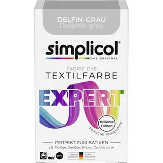 simplicol Textilfarbe expert Delfin-Grau| Perfekt zum Batiken und für kreatives, Färben | Einfache Anwendung | Farbpulver | 150 g
