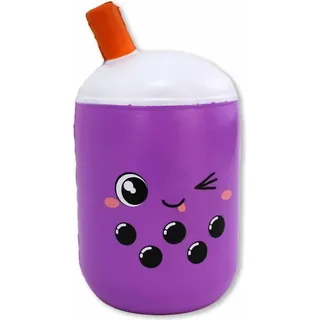 6 Stück Bubble Tea mit Gesicht als Quetschfigur - ca. 15 cm