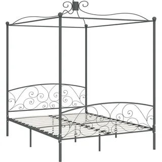 vidaXL Himmelbett-Gestell Grau Metall 160 x 200 cm - Grau