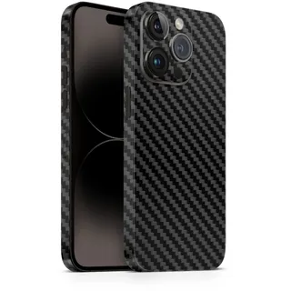 TF Skins Skin passend für iPhone 14 Pro Max Skin/Schutzfolie für die Rückseite und Seiten inkl. Kameraschutz Schutz vor Kratzern Decal Wrap (Carbon Schwarz)