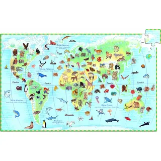 Djeco - Entdeckerpuzzle: World's animals + booklet - 100 pcs