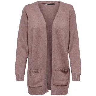 Only Damen Strickjacke mit Taschen Stretch Casual Langarm ONLLESLY Open Cardigan Noos Gerippt, Farben:Rosa, Größe:XL