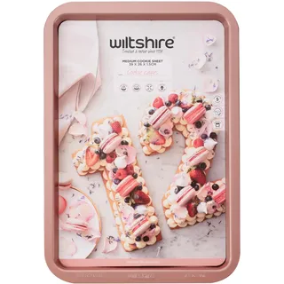 Wiltshire Rechteckiges Plätzchenblech in Roségold, PFOA-PTFE-frei, robustes Backblech, Brownie-Tablett, Antihaftbeschichtung, Stahlblech, Backgeschirr, 43 x 29 x 1,8 cm