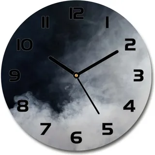 Wanduhr aus Glas 30fi Glasbild Glasuhr Gehärtetes Glas - schwarze-zeiger - White smoke - Schwarz
