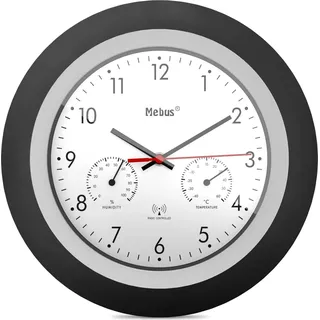 Mebus 19449 Funk-Wanduhr mitThermo-/Hygrom. - Schwarz, Weiß
