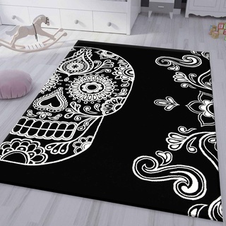 VIMODA Jugendzimmer Kinderzimmer Wohnzimmer Schlafzimmer Schwarz Skull Totenkopf Motiv, Maße:120x170 cm