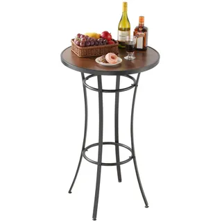 Vevor Bartisch, 600 x 600 x 1000 mm, Bistrotisch, Stehtisch mit Metallgestell, Runde Esstische, Küchentisch, Tresentisch, Partytisch, Gartenmöbel für Balkon, Garten, Poolrand