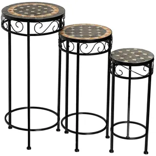 Set mit 3 Beistelltischen Stone aus Metall in Schwarz