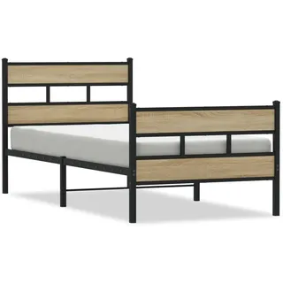 vidaXL Metallbett ohne Matratze Sonoma-Eiche 80x200 cm - Braun