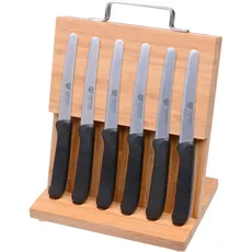 Magnet-Messerhalter Bambus klein mit Brötchenmessern schwarz