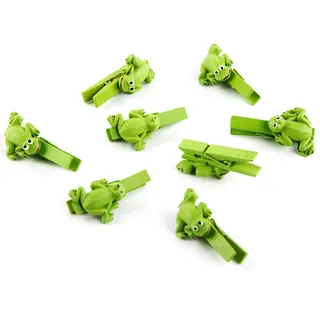 Logbuch-Verlag 8 kleine Frosch Deko Klammern Silvester Clips 4,5 cm Glücksbringer Dekoklammer lustiges Bastelzubehör grün