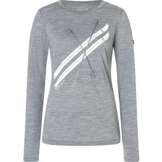 Super.Natural W Kryssede Ski LS cashmere grey melange/dark shadow glitter/natural white (25H) XS