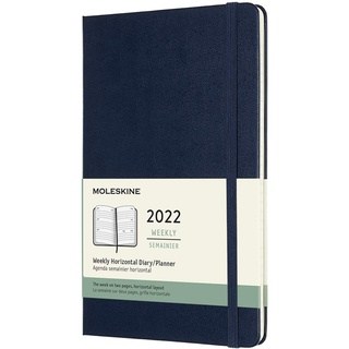 Moleskine Wochenkalender 2022, 12 Monate Wochenplaner, horizontal, fester Einband, Format Groβ 13 x 21 cm, Farbe Scharlachrot, 144 Seiten