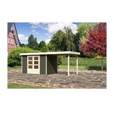 Karibu Holz-Gartenhaus Raala Terragrau Pultdach Lackiert 298 cm x 213 cm