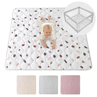 Hakuna Matte Gesteppte Baby-Krabbeldecke, 127x127 x 1,5 cm, Konfetti | Extra dicke, weiche Baby-Spielmatte mit rutschfester Unterseite für Laufgitter – Maschinenwaschbar. Gesteppt, Interieur.