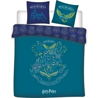 Harry Potter Bettbezug Grün/ Türkis – Polyester - Blau