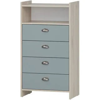 Schildmeyer Highboard Lindholm 154384, Sandeiche Dekor/Taubenblau, 60,1 x 33 x 104 cm