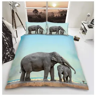 GC GAVENO CAVAILIA Wildlife Bettbezug-Sets, 3D-Tier-Bettwäsche-Set, weiche und gemütliche atmungsaktive Bettbezüge, Elefant, Doppelbett