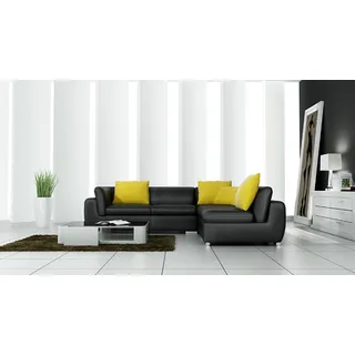 Ledersofa L-Form Couch Wohnlandschaft Ecksofa Garnitur Design Modern Sofa Möbel - Schwarz, Gelb