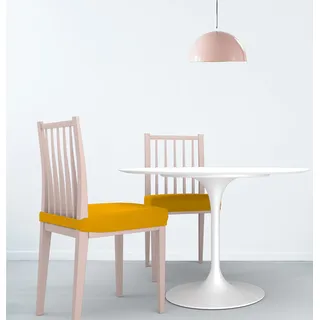 1 Paar Stuhlhussen ohne Rückenlehne - Bi-elastischer Stoff, dehnbar, maschinenwaschbar, Sitzbezug für Bürostühle und Esszimmerstühle - Gelb