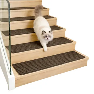 15 Stück Treppenstufen Teppich Selbstklebend, 75x20 cm Teppich Stufenmatten für Holztreppen, Teppich Treppe rutschfest Waschbar Dick & Geräuschdämmend für Haustiere und Familien (Braun)