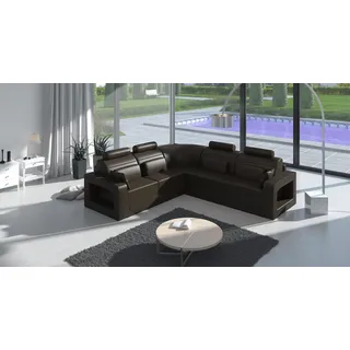 Design Sofa Ecksofa Schlafsofa Bettfunktion Couch Leder Polster Textil Sofas Neu - Braun