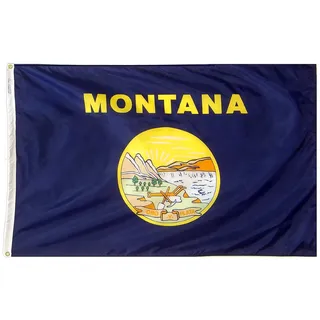 Annin Flagmakers Modell 143160 Montana Staatsflagge, 90 x 150 cm, Nylon SolarGuard Nyl-Glo 100% nach offiziellen Bundesstaats-Design-Spezifikationen.