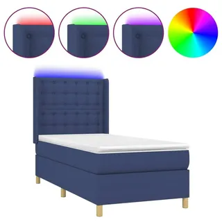 vidaXL Boxspringbett mit Matratze & LED Blau 80x200 cm Stoff - Blau