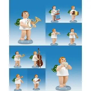Holzfigur Engelmusikanten 10-teilig ohne Krone Höhe 6cm NEU Holzengel Gottesbote