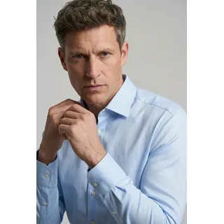 Langarmhemd OLYMP "Level Five", Herren, Gr. 42, N-Gr, bleu, Web, Obermaterial: 97% Baumwolle, 3% Elastolefin, normal, 2-Knopf-Manschette, Hemden Langarmhemd, Under-Button-down-Kragen, Businesshemd, body fit, fein strukturiert