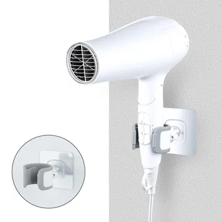 OTraki Fönhalterung Föhnhalter Wand 360° Drehung Fönhalter Ohne Bohren Selbstklebend Haartrocknerhalter Mit Weichem TPU-Pad Haartrockner Halterung Föhn Aufbewahrung für Badezimmer Friseursalon Hotel