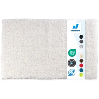 Floordirekt Badematte Sky Soft | Eckig & Rund | Badezimmerteppich | Extra flauschig | rutschfest & Schnell trocknend | Viele Farben & Größen (80 x 150 cm, Weiß)